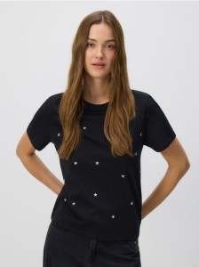 T-shirt z aplikacjami - czarny