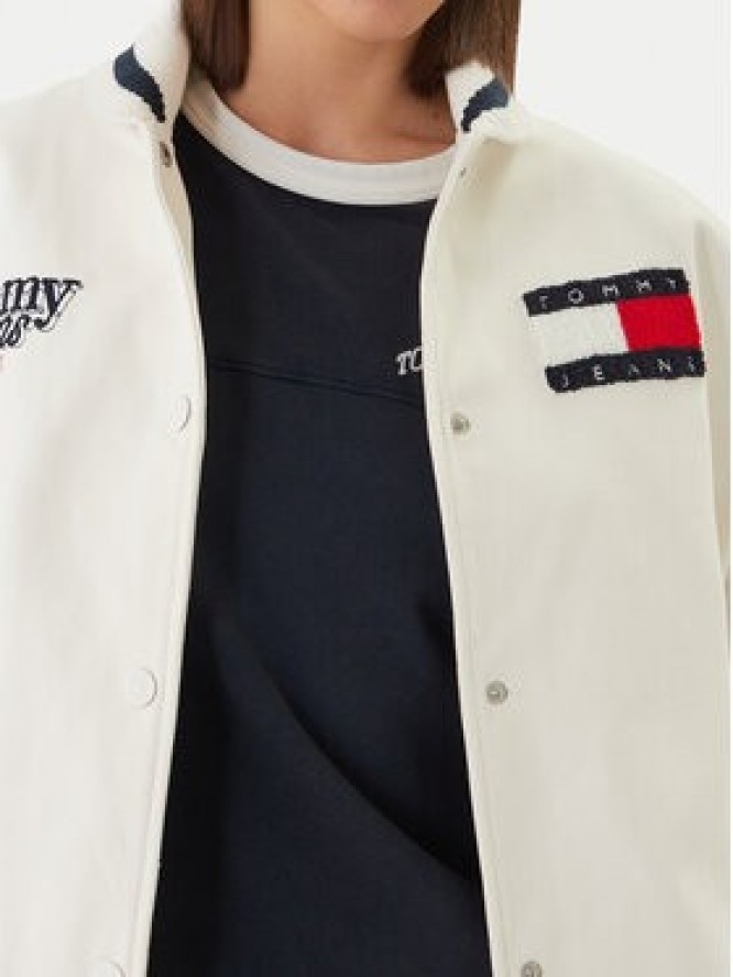 Tommy Jeans Kurtka bomber DW0DW22585 Biały Relaxed Fit