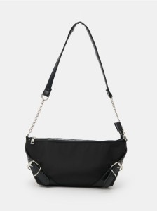 Mała torebka na ramię z metalowymi klamrami - czarny