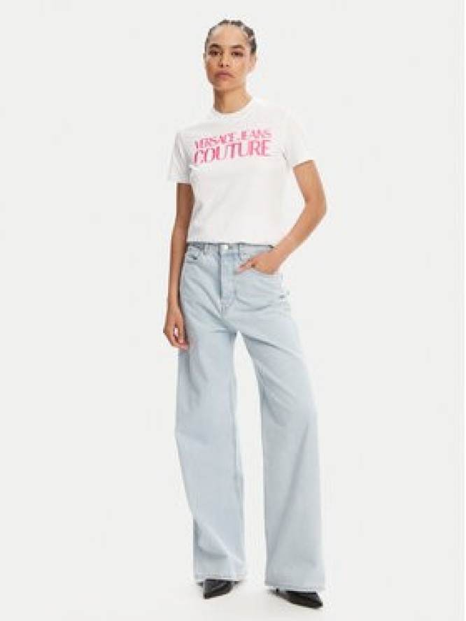 Versace Jeans Couture T-Shirt 78HAHE05 Biały Regular Fit