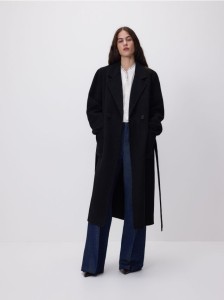 Płaszcz handmade z wełną - czarny