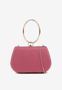 Różowa Torebka Typu Kopertówka Ozdobiona Okrągłym Uchwytem Tolarania