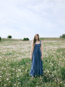 Sukienka z lyocellu - niebieski