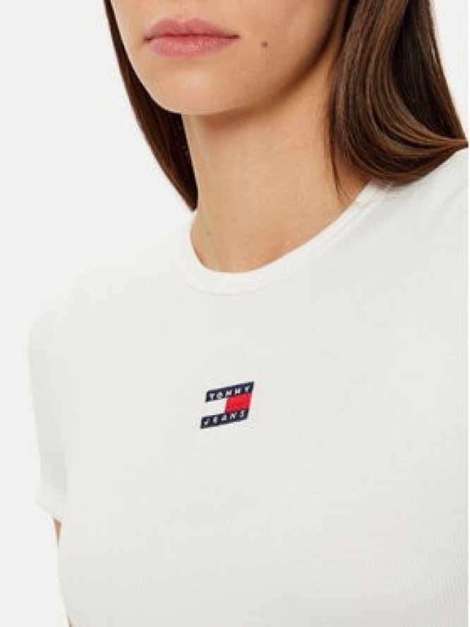 Tommy Jeans T-Shirt DW0DW20463 Biały Slim Fit