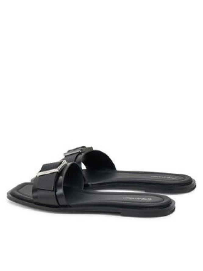 Calvin Klein Klapki Flat Slide W/Buckle - Lth HW0HW02490 Czarny