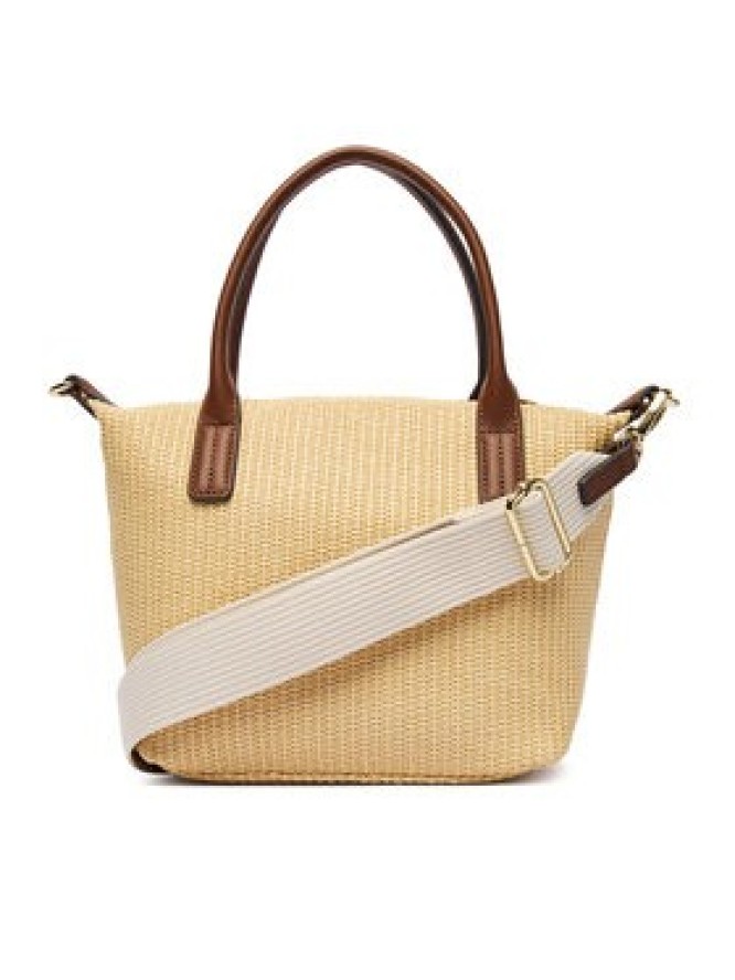 Tommy Hilfiger Torebka Popette Mini Tote Raffia AW0AW18523 Beżowy
