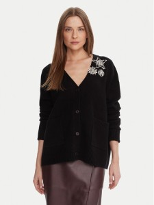 KAOS Kardigan RI1KT023 Czarny Regular Fit