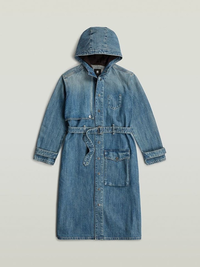 G-Star Trencz dżinsowy w kolorze niebieskim rozmiar: M