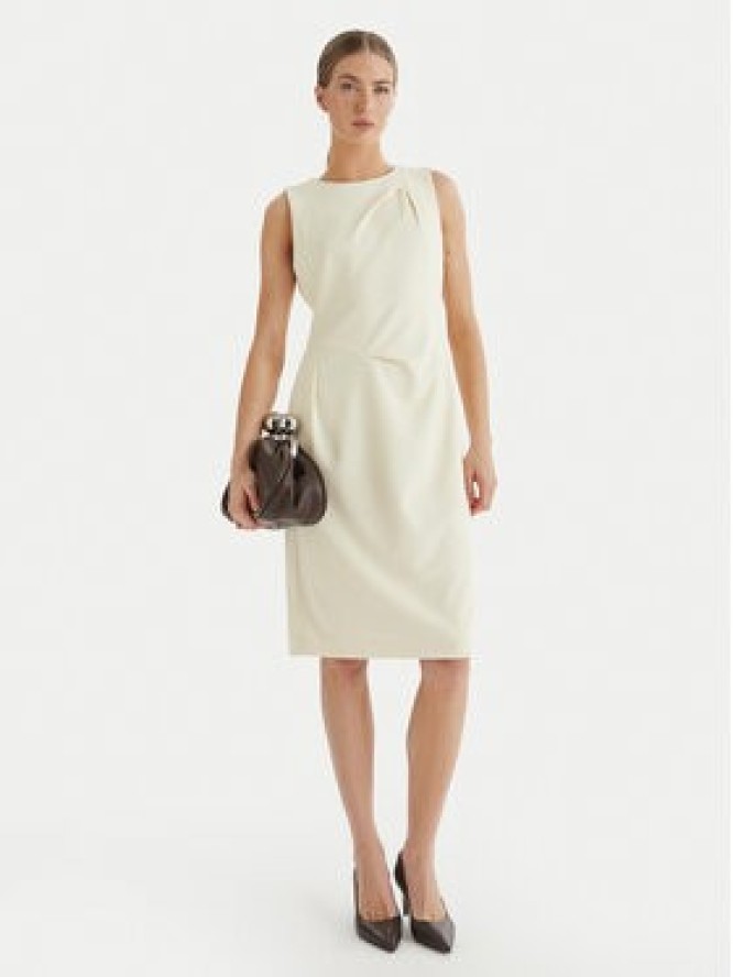 Calvin Klein Sukienka koktajlowa LV044F018G Beżowy Slim Fit