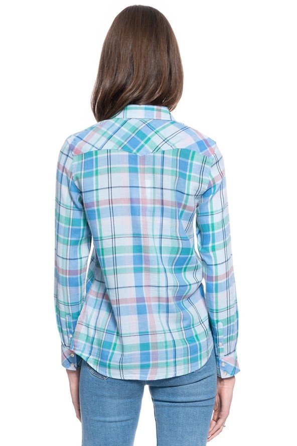 DAMSKA KOSZULA WRANGLER WESTERN CHECK SHIRT CASHMERE BLUE W5N1OBX2B 112130258