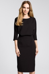 Sukienka elegancka midi kimonowa góra i dopasowany dół czarna