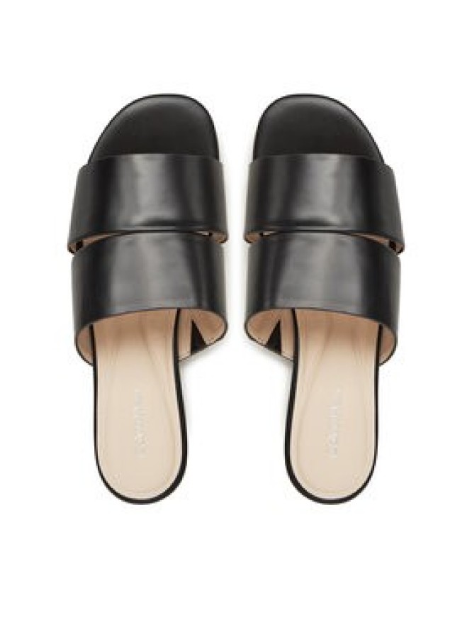Calvin Klein Klapki Flat Slide - Lth 2 Straps HW0HW02365 Czarny
