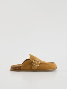 Zamszowe mule - brązowy