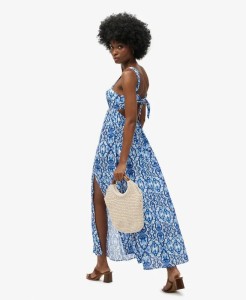 superdry Sukienka Maxi Tie Back z wiskozy – Tile Print Blue
