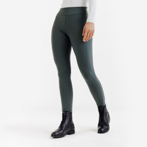 Legginsy jeździeckie damskie full grip - 500 zielone