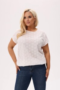 Elegancka bluzka Lira ze 100% haftowanej bawełny w drobne stokrotki PLUS SIZE XXL OVERSIZE WIOSNA