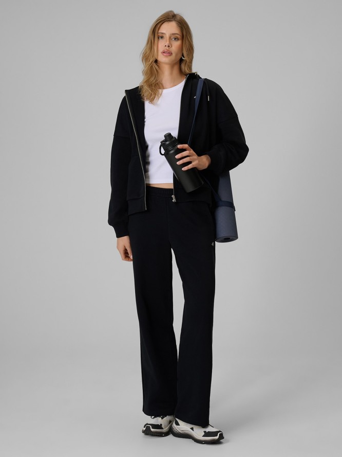 4F Bluza dresowa loose z kapturem damska - czarna M