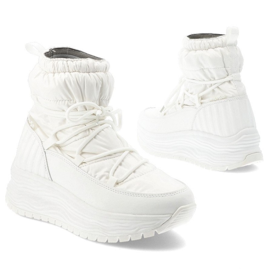 Białe Śniegowce Filippo Ciepłe Buty Damskie Na Platformie