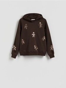 Bluza ze świątecznym motywem - ciemnobrązowy