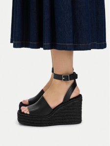 Calvin Klein Espadryle Wedge Espad 70 Aop Lth HW0HW03138 Czarny