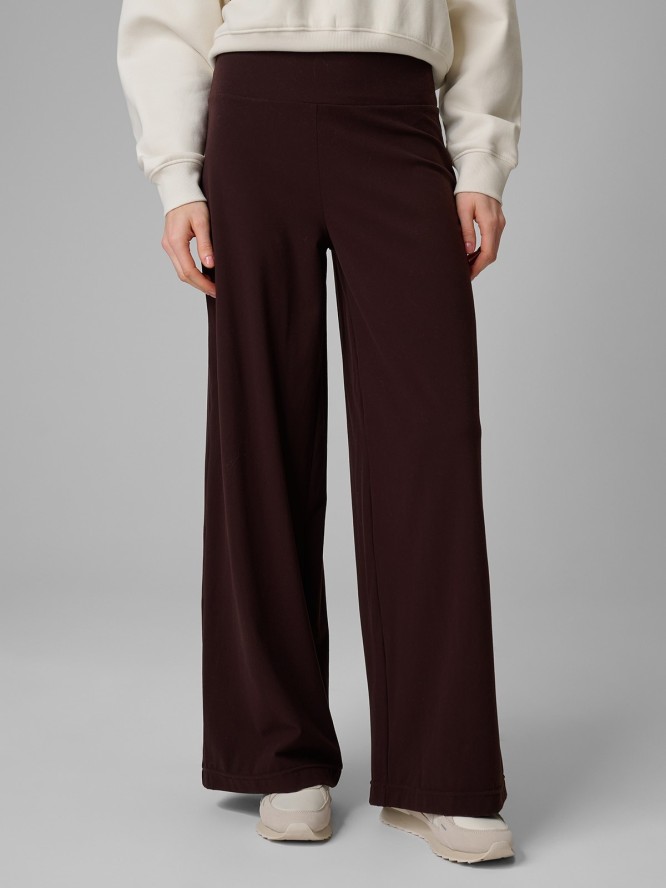 4F Spodnie dresowe z szerokimi nogawkami damskie - brązowe S