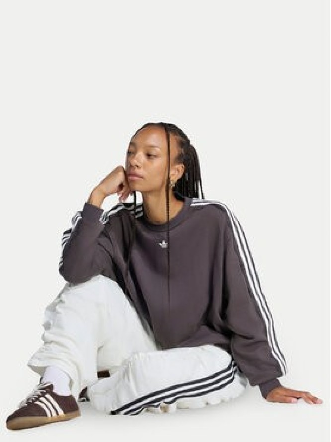 adidas Bluza Lace 3 Stripes Crew LG4253 Brązowy Regular Fit