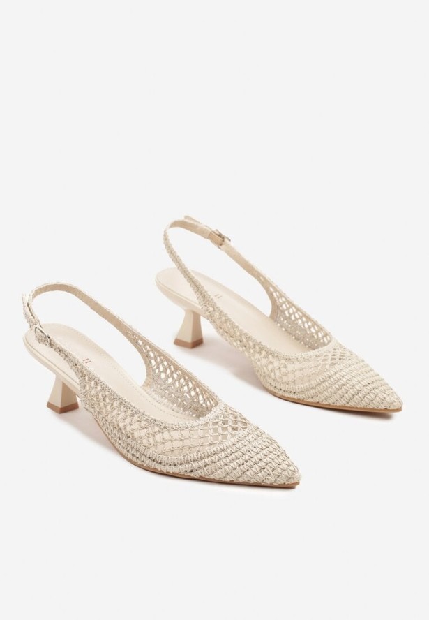 Białe Sandały na Kaczuszce Typu Slingback z Ażurową Cholewką Olzivia