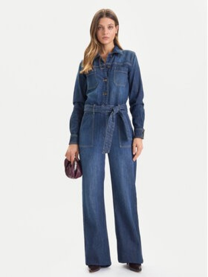 Guess Jeans Kombinezon W5BD97 D0026 Granatowy Wide Leg