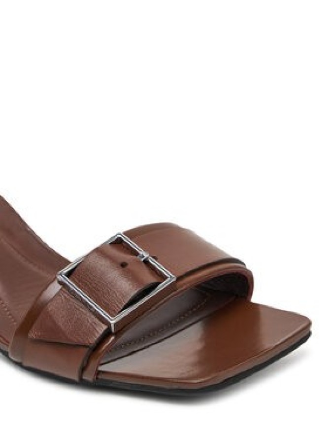 Calvin Klein Klapki Heel Mule 50 W/Buckle - Lth HW0HW02478 Brązowy