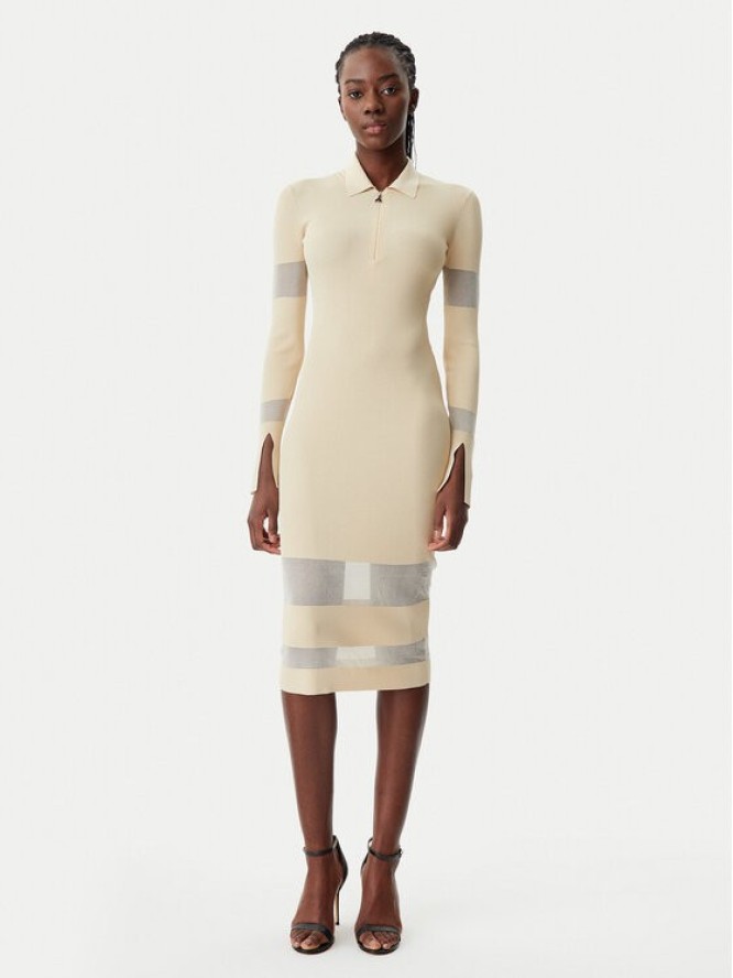 Patrizia Pepe Sukienka dzianinowa 8A1420/K078-B814 Beżowy Slim Fit