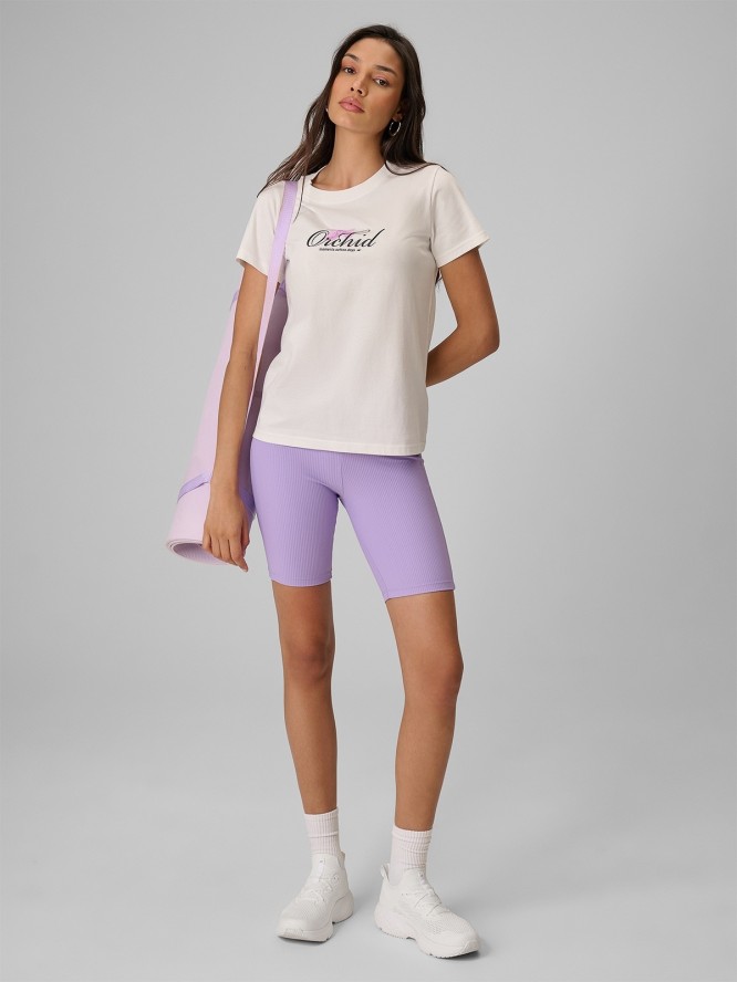4F T-shirt regular z nadrukiem damski - biały XL