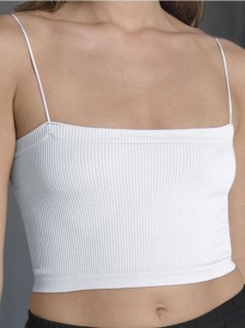 Prążkowany top na ramiączkach - biały