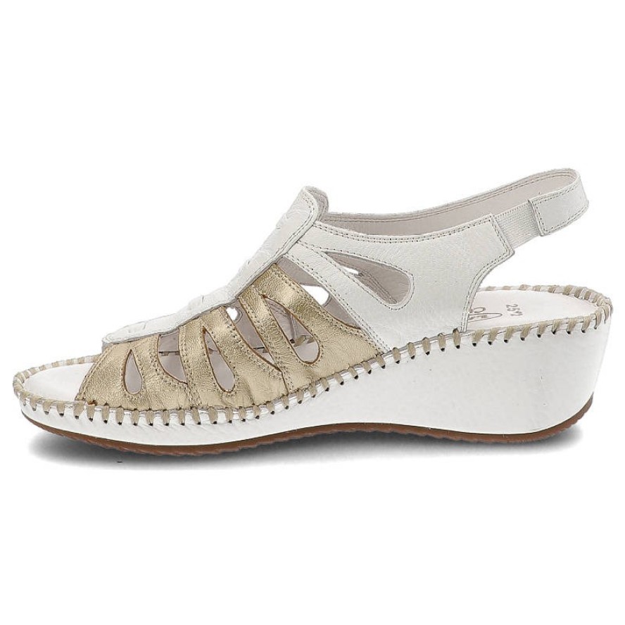 Białe Sandały Lanqier Damskie Skórzane Obuwie