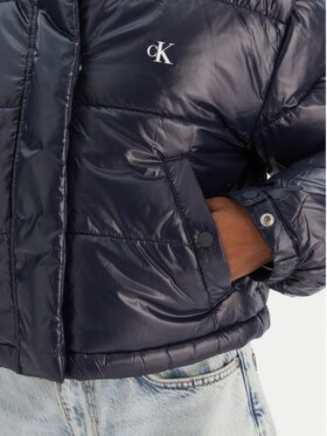 Calvin Klein Jeans Kurtka zimowa Shine Crop LV047D504G Granatowy Regular Fit