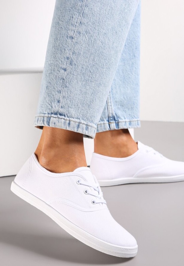 Białe Sznurowane Tenisówki Przed Kostkę Jennessa