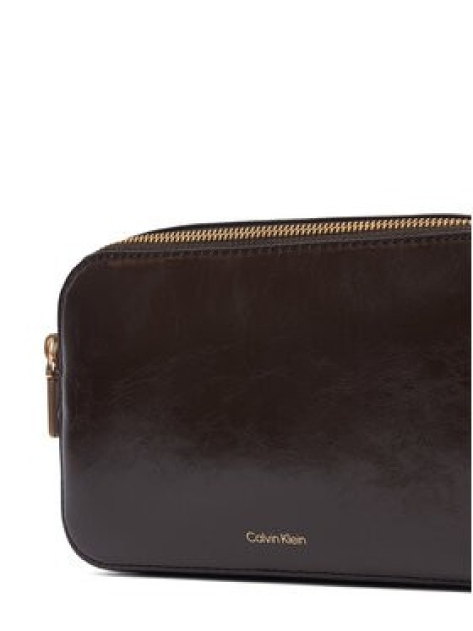 Calvin Klein Torebka Foil Logo Glossy Camera Bag LV04F3539G Brązowy
