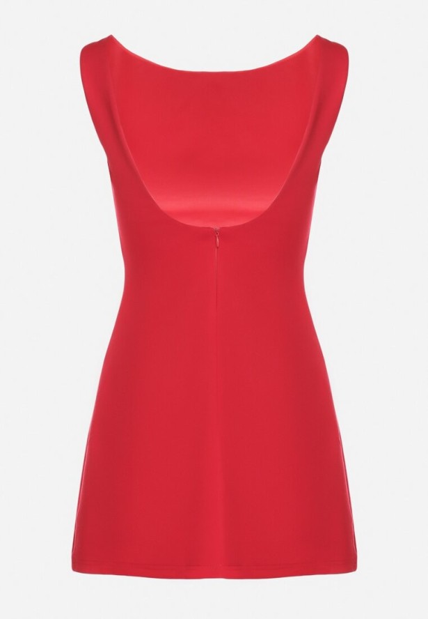 Czerwona Taliowana Sukienka z Bawełną Talaza