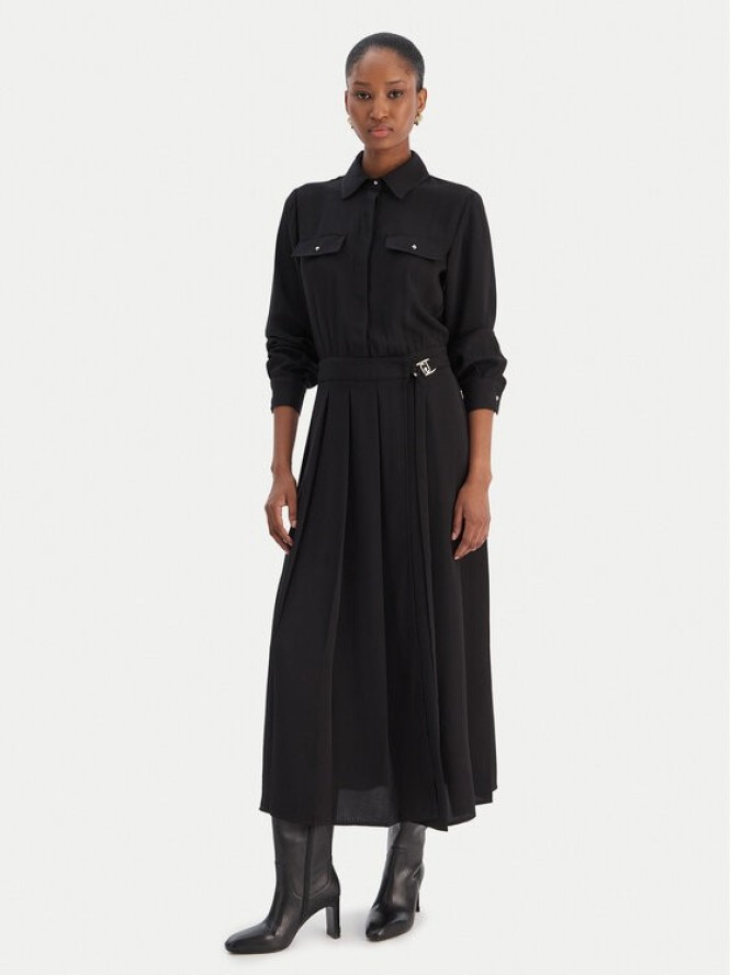 Liu Jo Sukienka koszulowa MF5145 T4241 Czarny Regular Fit