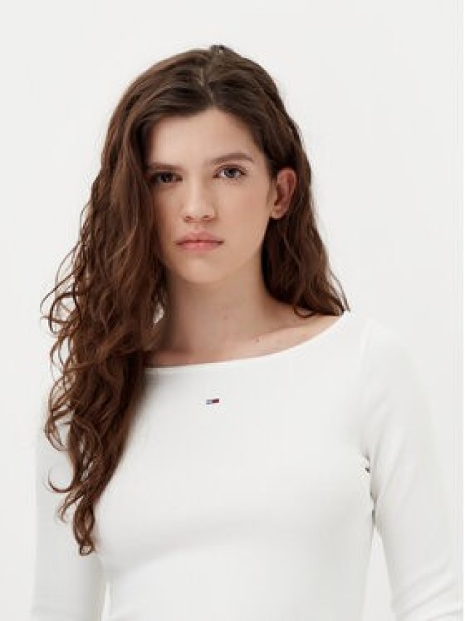 Tommy Jeans Bluzka DW0DW21350 Écru Slim Fit