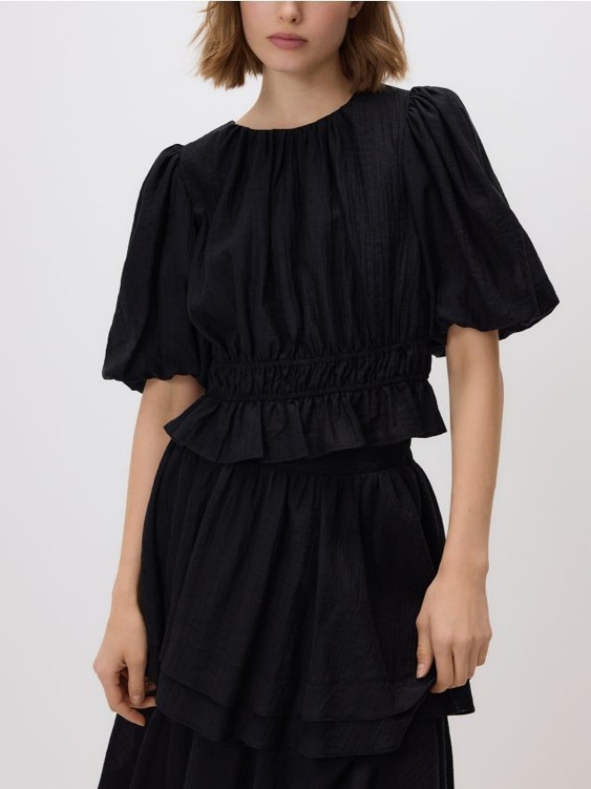 Bluzka z bufkami - czarny