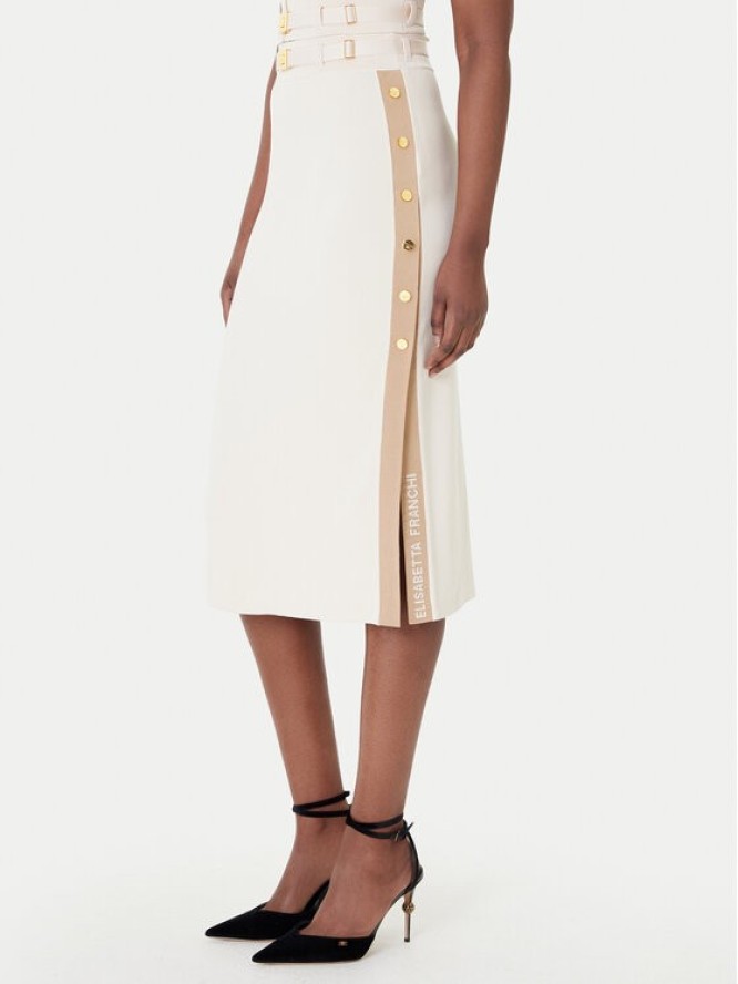 Elisabetta Franchi Spódnica midi GK-27S-61E2-V340 Beżowy Regular Fit