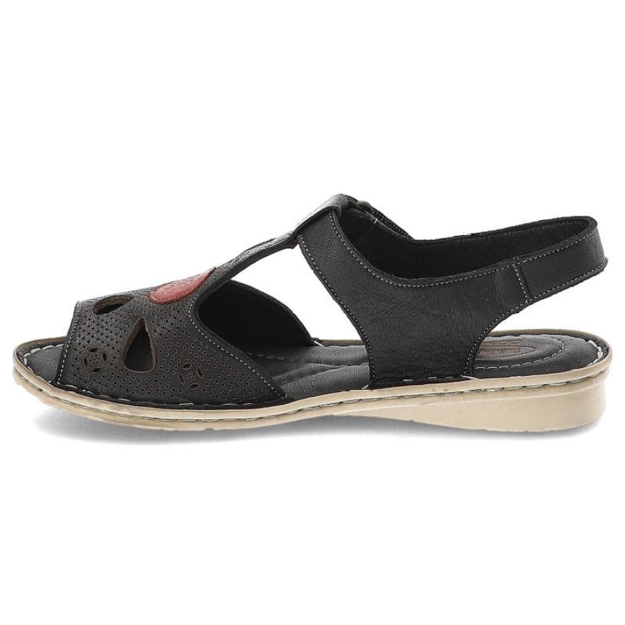 Czarne Sandały Lanqier Wygodne Skórzane Buty