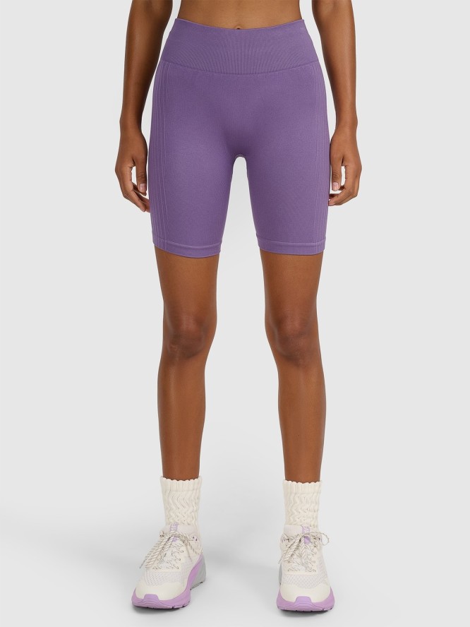 4F Legginsy kolarki treningowe bezszwowe damskie - fioletowe M/L