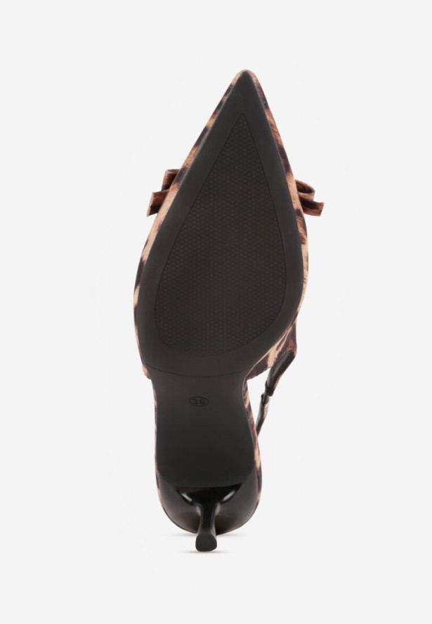 Panterkowe Sandały Szpilki Vices Typu Slingback z Kokardą Dorozia