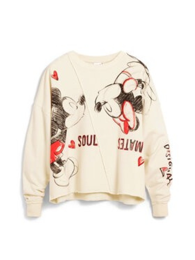 Desigual Bluza Muak Mickey 26SWSK17 Beżowy Relaxed Fit