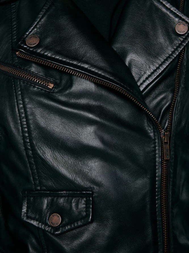 Kurtka damska ramoneska skórzana czarna Mhaela 906