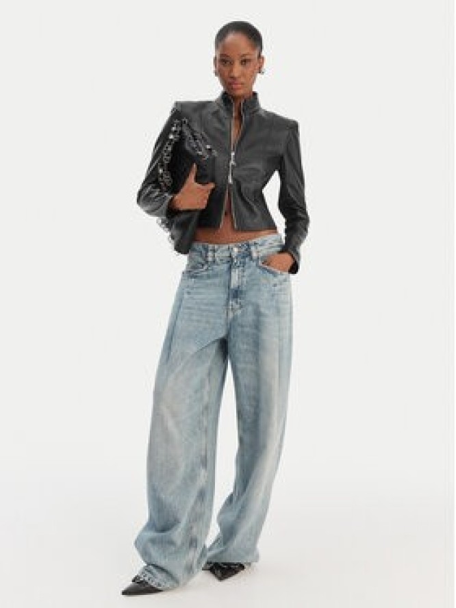 Patrizia Pepe Kurtka skórzana CO0001/L1HZ-K103 Czarny Regular Fit