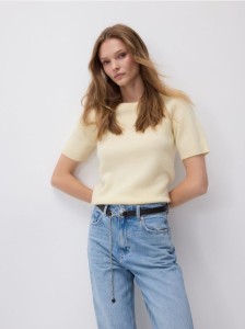 Jeansy z paskiem - turkusowy