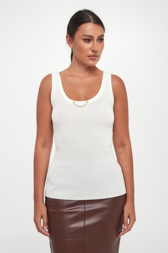 Top damski prążkowany z jedwabiem ELISABETTA FRANCHI