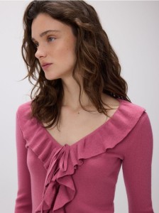 Sweter z falbanką - jasnofioletowy